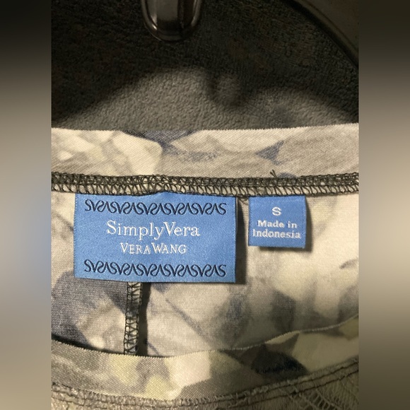 Simply Vera womens Dress Grey Floral Mini Polyester Long Sleeve adjustable waist - Picture 7 of 9